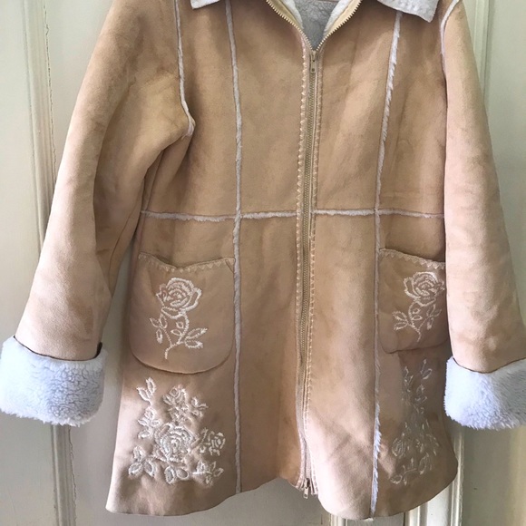 Tan colored coat with floral embellishments - Picture 1 of 4